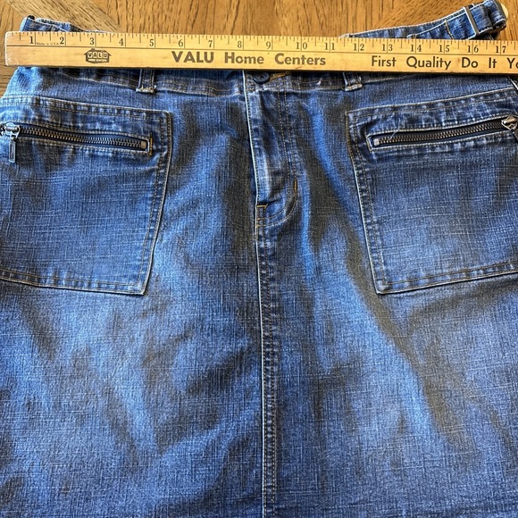 LA Blues Womens Sz 12 Denim Jean Mini Skirt Y2K 90's‎ Buckles Zippers Stretch - Picture 8 of 9